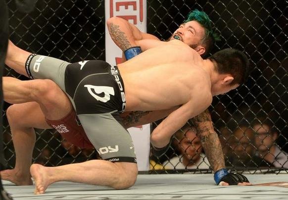 Kyogi Horiguchi (bermuda preta) venceu Louis Gaudinot por decisão unânime