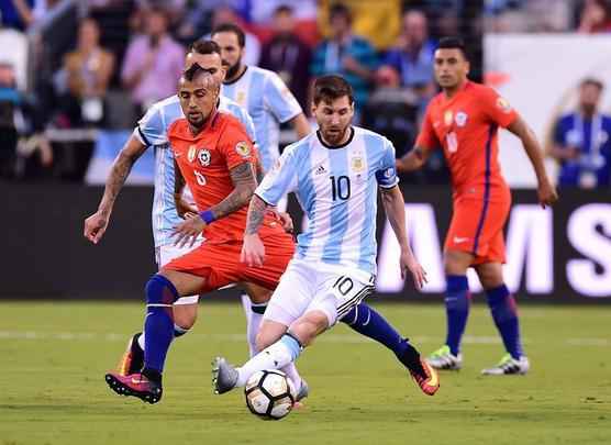 Imagens da final entre Argentina e Chile, em Nova Jersey, Estados Unidos