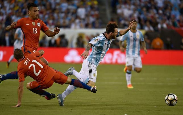 Imagens da final entre Argentina e Chile, em Nova Jersey, Estados Unidos