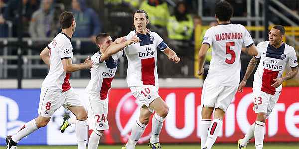 Sueco Ibrahomivic foi o grande destaque da goleada do PSG sobre o Anderlecht pelo Grupo C  (REUTERS/Francois Lenoir )