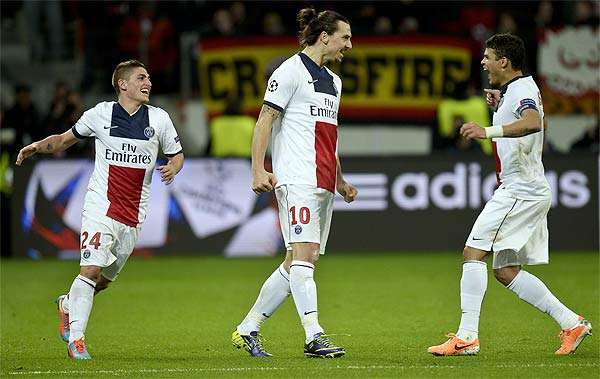 Destaque do Paris Saint-Germain, como sempre, foi o atacante sueco Ibrahimovic (AFP PHOTO / SASCHA SCHUERMANN ) Destaque do Paris Saint-Germain, como sempre, foi o atacante sueco Ibrahimovic (AFP PHOTO / SASCHA SCHUERMANN )