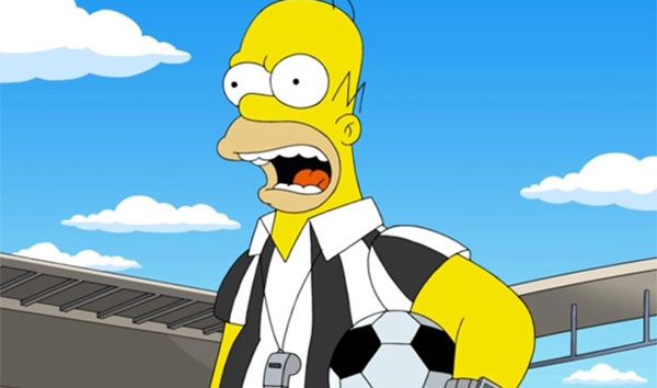 No episódio, Homer Simpson vira árbitro da final da Copa, vencida pela Alemanha contra o Brasil  (Reprodução)