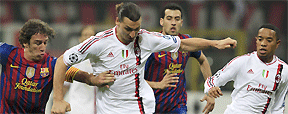 Milan e Barcelona empatam por 0  a 0 no primeiro jogo das quartas de final (AFP PHOTO / GIUSEPPE CACACE)