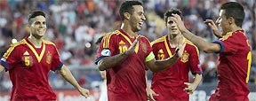 Com tr�s gols de Thiago, Espanha  vence It�lia e conquista Euro Sub-21  (AFP PHOTO / JACK GUEZ )