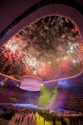 Vista do Estdio Omnilife durante cerimnia de encerramento