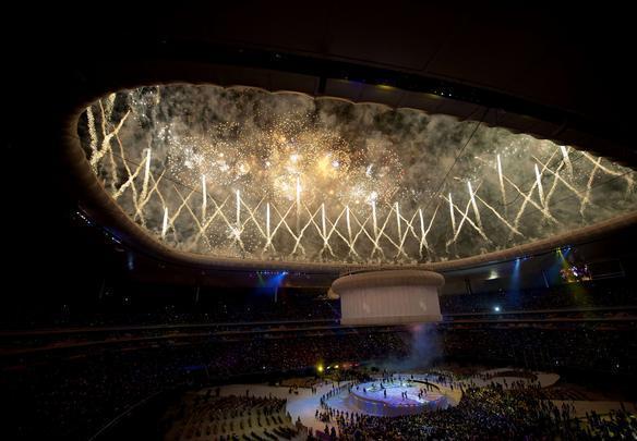 Vista do Estdio Omnilife durante cerimnia de encerramento