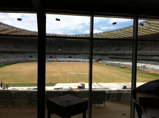 Viso panormica da sala de monitoramento, que fica no setor Norte (torcida do Atltico)