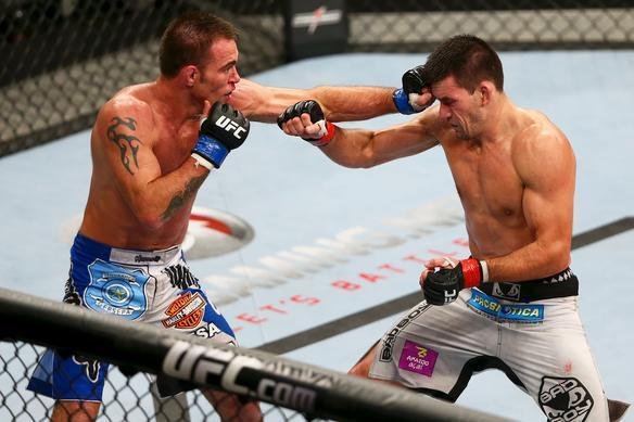 Demian Maia, de bermuda branca, e Jake Shields, de bermuda azul