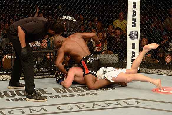 Imagens da luta coprincipal do UFC 167, em Las Vegas. Rashad Evans derrotou Chael Sonnen com nocaute tcnico fulminante, logo no primeiro round, socando forte no ground and pound