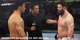 Imagens do novo game do UFC, produzido pela EA Sports - Simulao da EA Sports para a luta entre Rodrigo Minotauro e Roy Nelson, com o rbitro Mrio Yamasaki