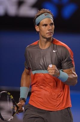 Fotos da vitria de Nadal sobre Federer na semifinal na Austrlia