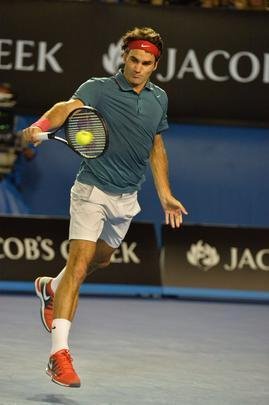 Fotos da vitria de Nadal sobre Federer na semifinal na Austrlia