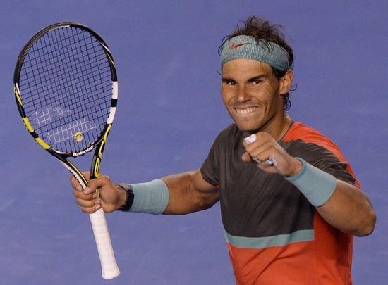 Fotos da vitria de Nadal sobre Federer na semifinal na Austrlia