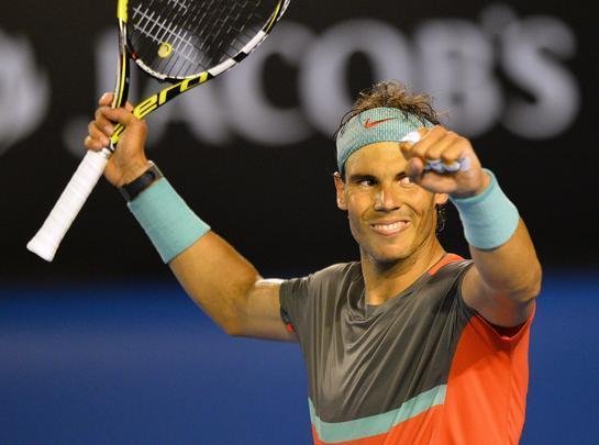 Fotos da vitria de Nadal sobre Federer na semifinal na Austrlia