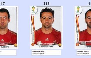 Todas as figurinhas do lbum da Copa do Mundo - Sergio Busquets, Xavi Hernndez e Andrs Iniesta