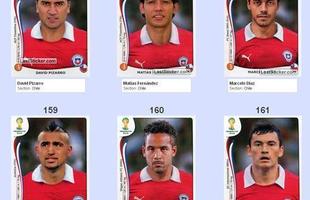 Todas as figurinhas do lbum da Copa do Mundo - David Pizarro, Matas Fernndez, Marcelo Daz, Arturo Vidal, Jean Beausejour e Charles Arnguiz