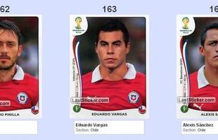 Todas as figurinhas do lbum da Copa do Mundo - Mauricio Pinilla, Eduardo Vargas e Alexis Snchez