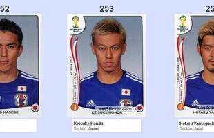 Todas as figurinhas do lbum da Copa do Mundo - Makoto Hasebe, Keisuke Honda e Hotaru Yamaguchi
