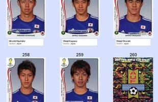 Todas as figurinhas do lbum da Copa do Mundo - Hiroshi Kiyotake, Shinji Kagawa, Shinji Okazaki, Yoichiro Kakitani, Yuya Osako e emblema da Seleo Uruguaia