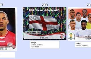 Todas as figurinhas do lbum da Copa do Mundo - Alvaro Saborio, emblema da Seleo Inglesa e Seleo Inglesa perfilada