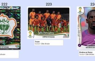 Todas as figurinhas do lbum da Copa do Mundo - Emblema da Seleo Marfinense, Seleo Marfinense perfilada e Boubacar Barry