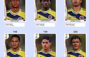 Todas as figurinhas do lbum da Copa do Mundo - Fredy Guarin, Juan Cuadrado, Macnelly Torres, Carlos Bacca, James Rodriguez e Teofilo Gutierrez