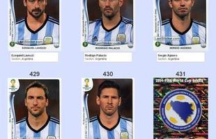 Todas as figurinhas do lbum da Copa do Mundo - Ezequiel Lavezzi, Rodrigo Palacio, Sergio Agero, Gonzalo Higuan, Lionel Messi e emblema da Seleo Bsnia