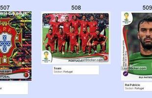 Todas as figurinhas do lbum da Copa do Mundo - Emblema da Seleo Portuguesa, Seleo Portuguesa perfilada e Rui Patricio