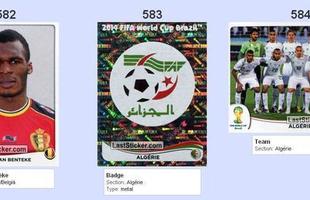 Todas as figurinhas do lbum da Copa do Mundo - Christian Benteke, emblema da Seleo Argelina e Seleo Argelina perfilada