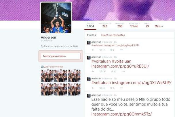 Representados por Dedé, Tinga, Mayke, Everton Ribeiro, Marlone e Neílton, jogadores do Cruzeiro manifestaram intenção de ter Luan no elenco novamente