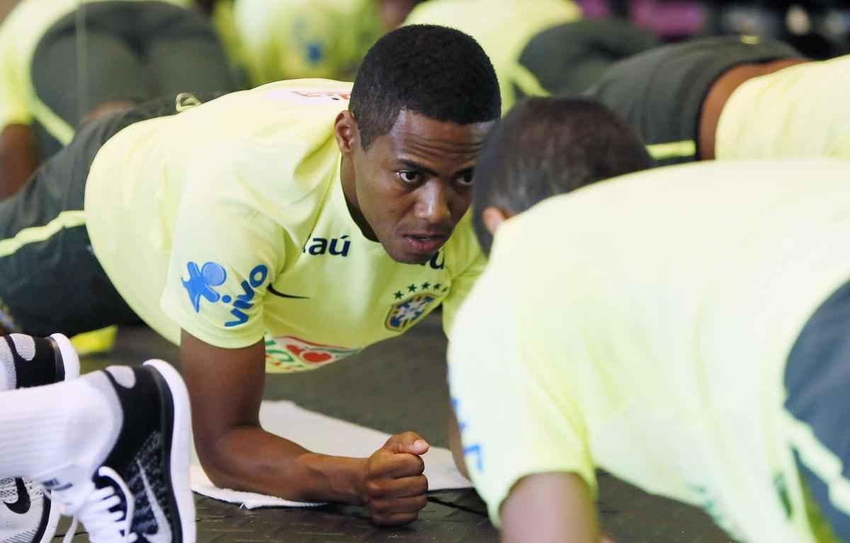 Jogadores da Seleo Brasileira durante treino fsico em Miami visando aos amistosos contra Colmbia e Equador