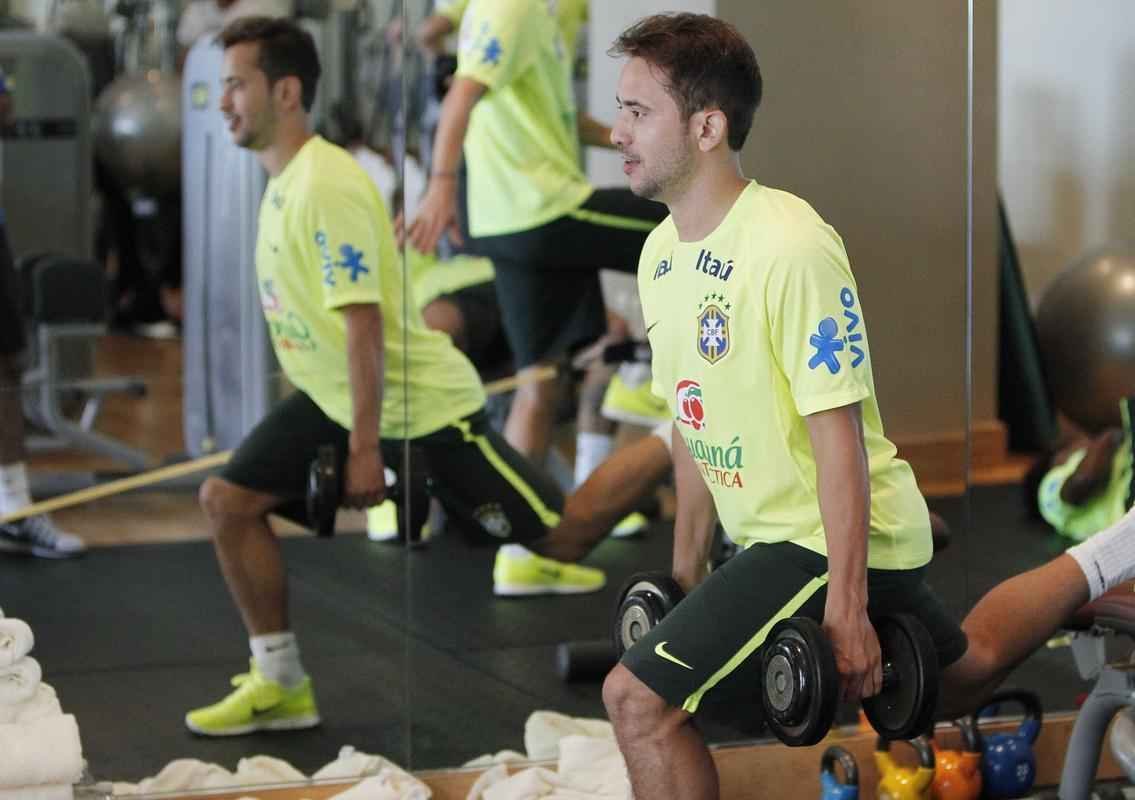 Jogadores da Seleo Brasileira durante treino fsico em Miami visando aos amistosos contra Colmbia e Equador