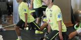 Jogadores da Seleo Brasileira durante treino fsico em Miami visando aos amistosos contra Colmbia e Equador