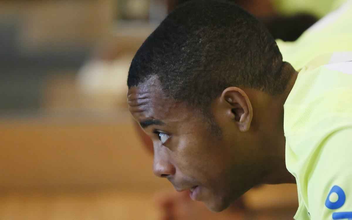 Jogadores da Seleo Brasileira durante treino fsico em Miami visando aos amistosos contra Colmbia e Equador