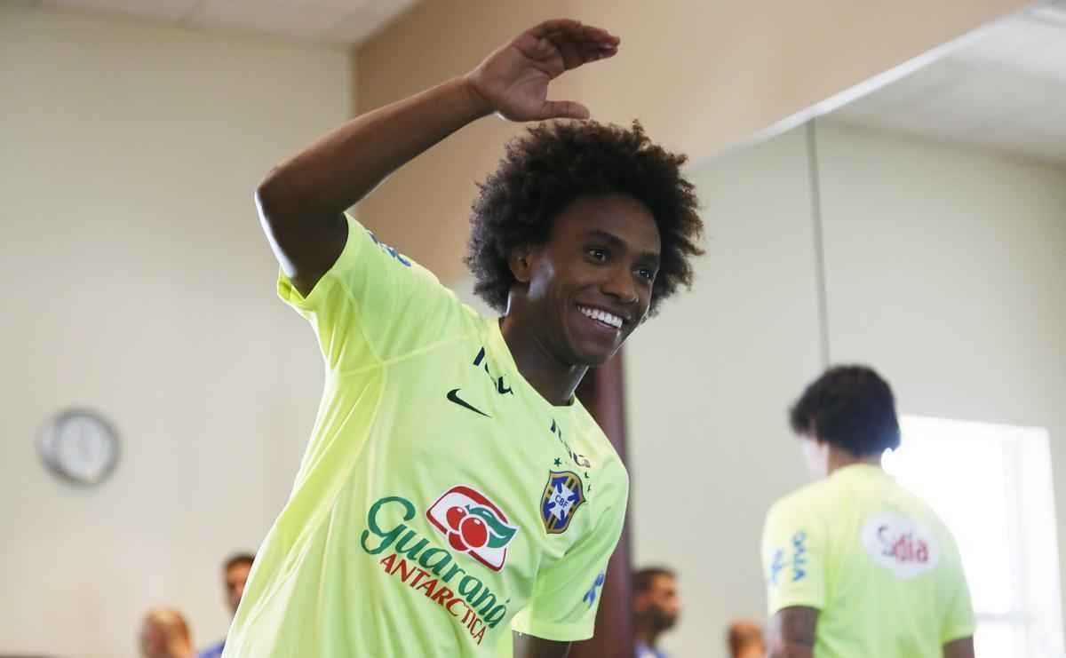 Jogadores da Seleo Brasileira durante treino fsico em Miami visando aos amistosos contra Colmbia e Equador