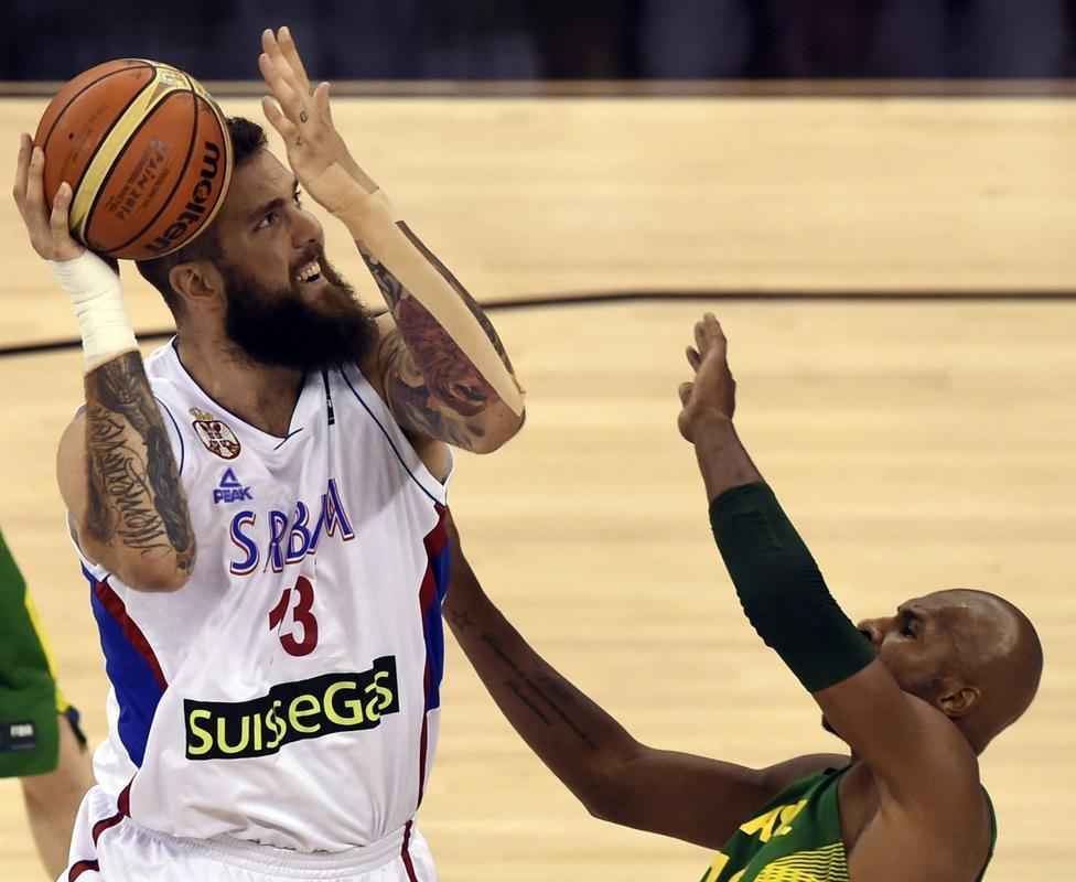 Fotos do jogo entre Brasil e Srvia, pela Copa do Mundo de Basquete Masculino