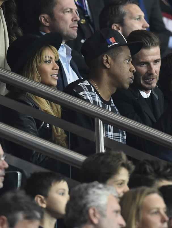 Jogo pela Liga dos Campees entre PSG e Barcelona, em Paris, reuniu cantora Beyonc e seu marido, o rapper Jay-Z; o ex-jogador ingls David Beckham e o ex-presidente da Frana, Nicolas Sarkozy