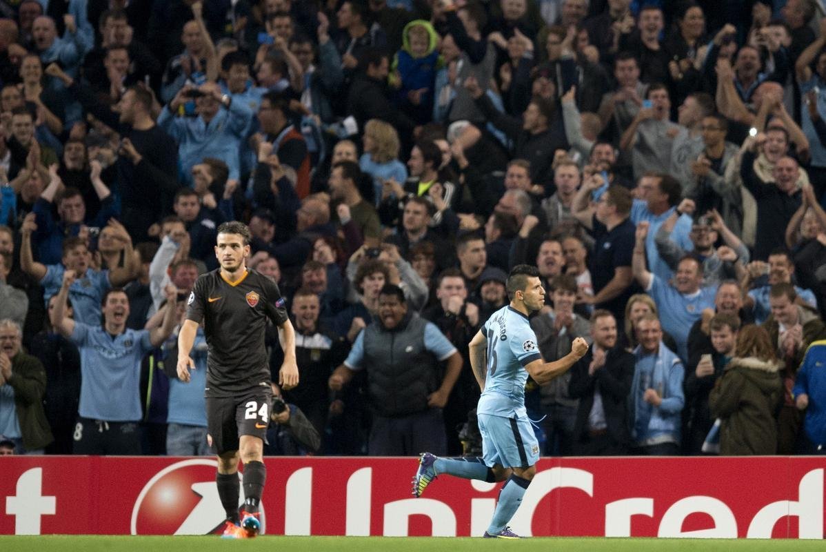 Jogo entre Manchester City x Roma terminou empatado em 1 a 1