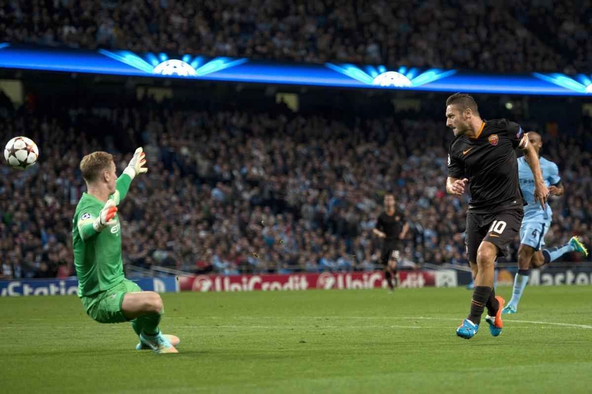 Jogo entre Manchester City x Roma terminou empatado em 1 a 1