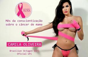 Fotos da octagon girl Camila Oliveira na campanha Outubro Rosa