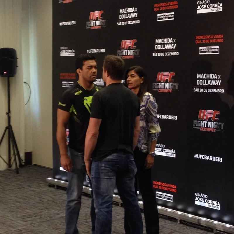 Fotos da divulgao do UFC em Barueri - Encarada entre Lyoto Machida e CB Dollaway