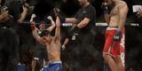 Imagens do UFC Fight Night 56, em Uberlândia - Diego Rivas (bermuda azul) venceu Rodolfo Rubio por decisão unânime