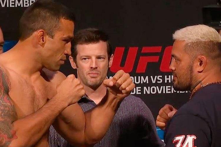 Imagens da pesagem e o evento pr-pesagem do UFC 180 - Encarada entre Fabricio Werdum e Mark Hunt