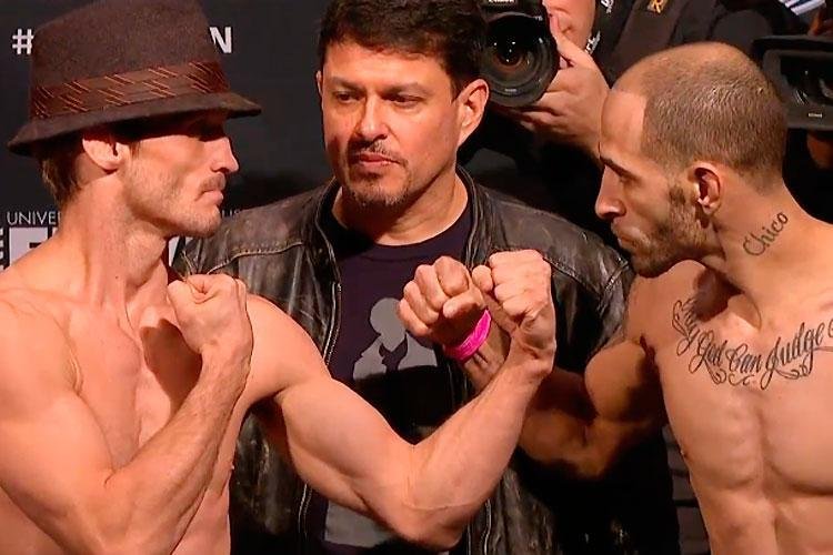 Imagens das encaradas na pesagem do UFC Fight Night 57 - Brad Pickett x Chico Camus