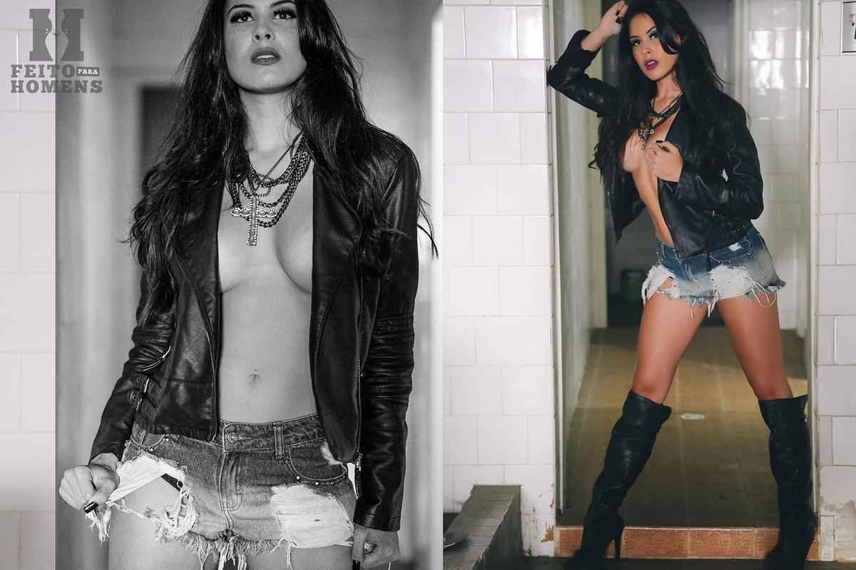 Fotos do ensaio de Camila Oliveira para site Feito para Homens - Octagon girl do UFC fez ensaio temtico sobre Rock'n Roll
