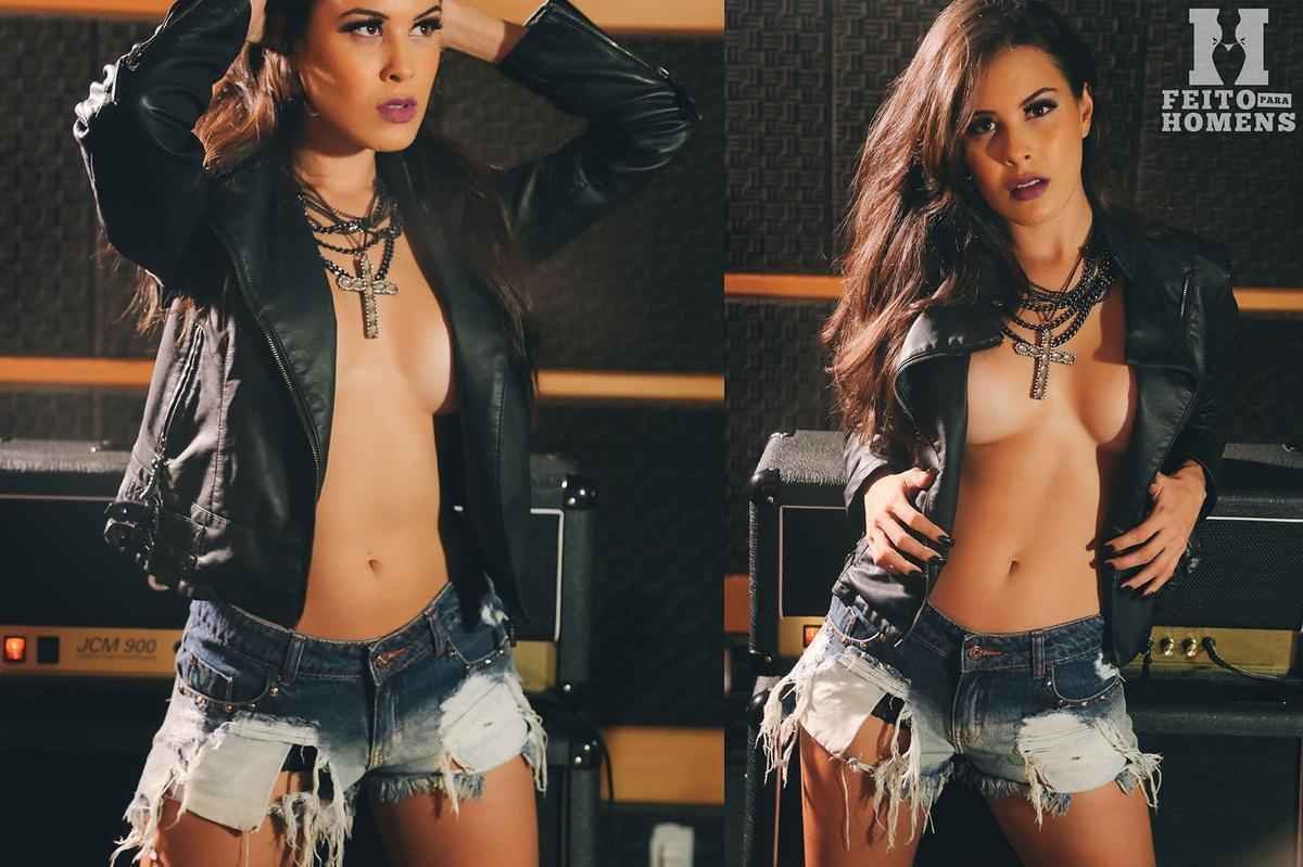 Fotos do ensaio de Camila Oliveira para site Feito para Homens - Octagon girl do UFC fez ensaio temtico sobre Rock'n Roll