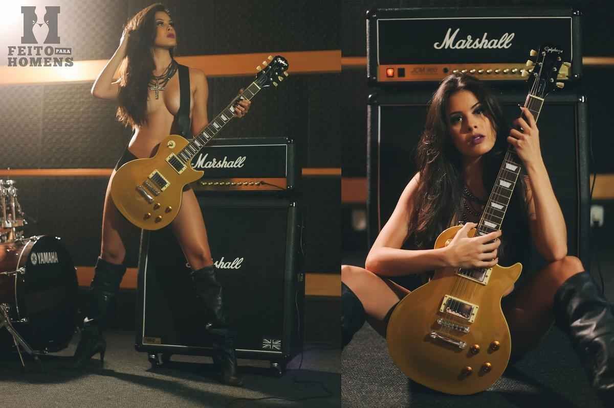 Fotos do ensaio de Camila Oliveira para site Feito para Homens - Octagon girl do UFC fez ensaio temtico sobre Rock'n Roll