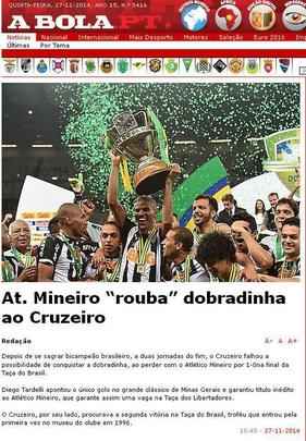 A Bola, de Portugal, diz que Atltico roubou dobradinha do Cruzeiro