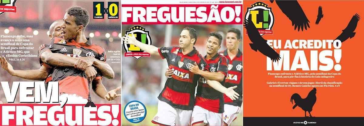 O jornal Lance! fez provocaes aos atleticanos. Quando o Galo venceu o Corinthians, publicou em sua capa 'Vem fregus!'. Aps a vitria rubro-negra no Rio de Janeiro, por 2 a 0, a manchete era: 'Fregueso!'. No dia da segunda partida das semifinais, o dirio estampou: 'Eu acredito mais!'