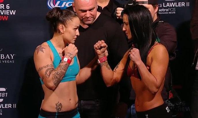 Imagens da pesagem do UFC 181, em Las Vegas - Raquel Pennington x Ashlee Evans-Smith